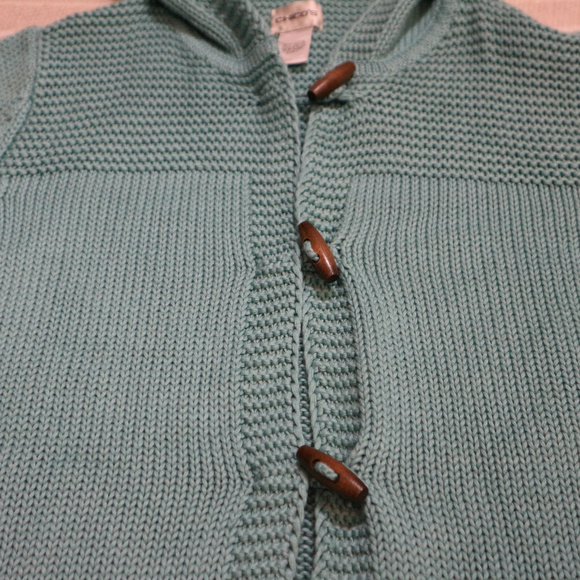 Vtg CHICOS Toggle Button Knit Hooded Sweater - Picture 4 of 8